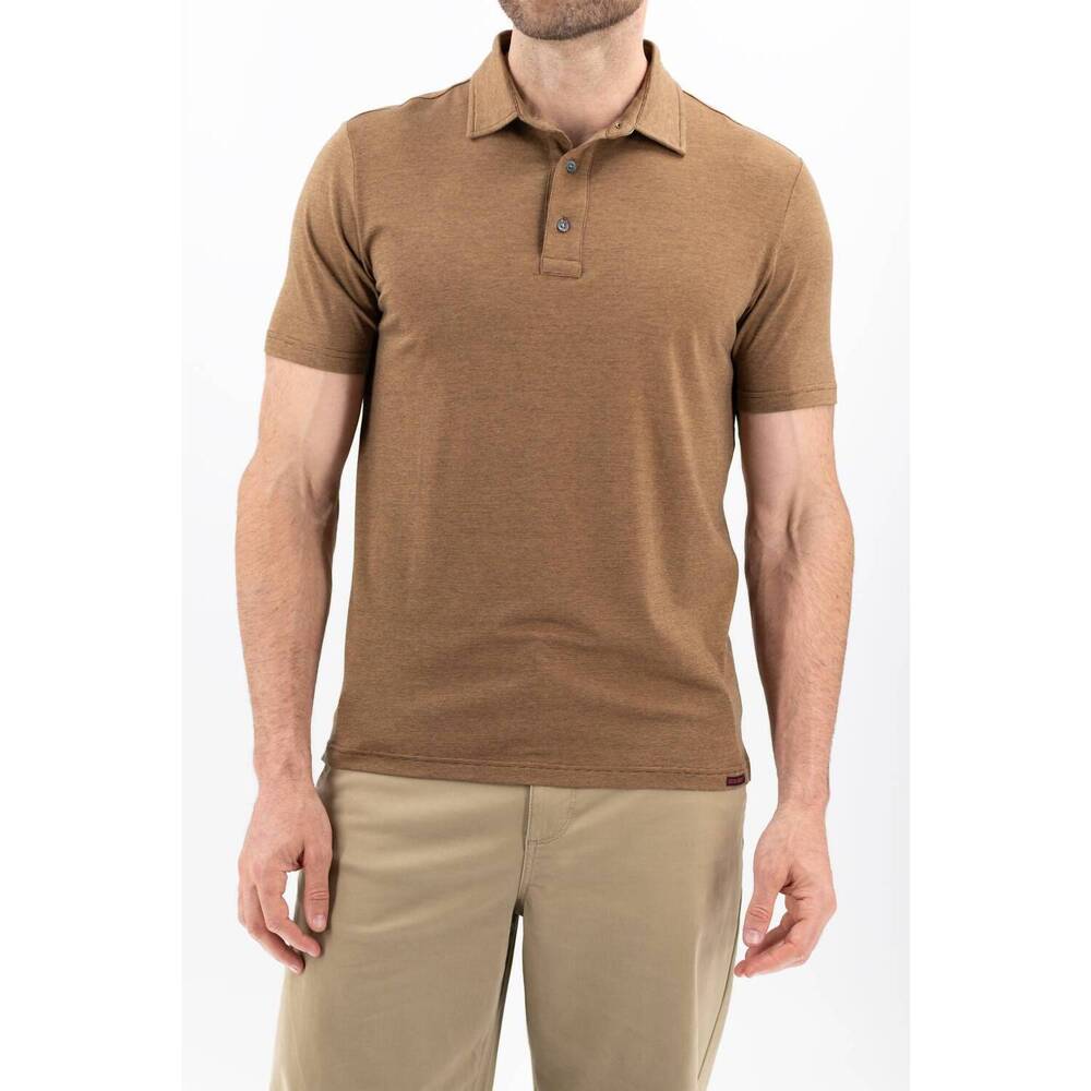NEW DEVIL-DOG melange performance polo shirt in dark roast